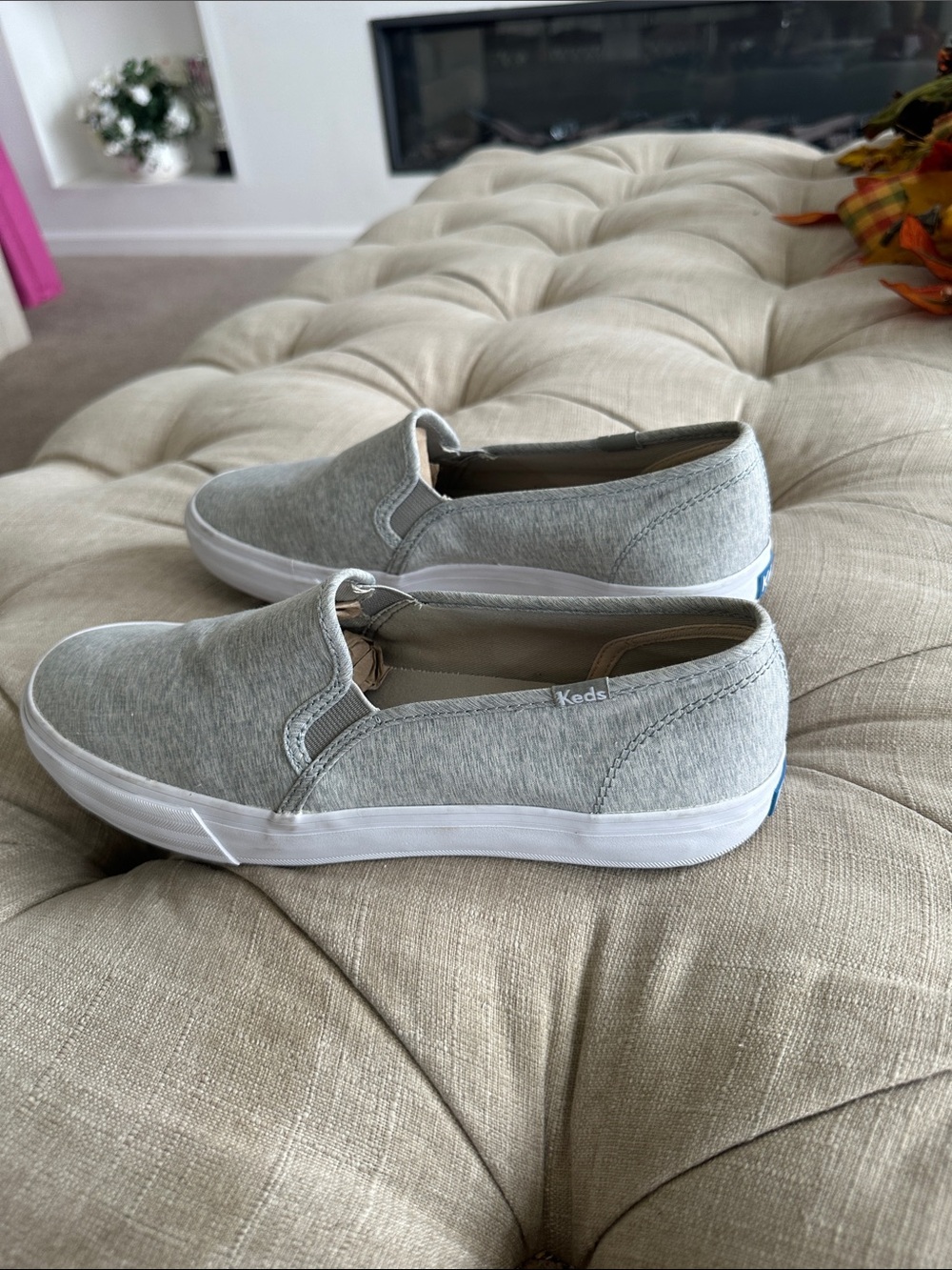 Keds Women's Slip-On Loafers in Heather Gray and White - Picture 3 of 11
